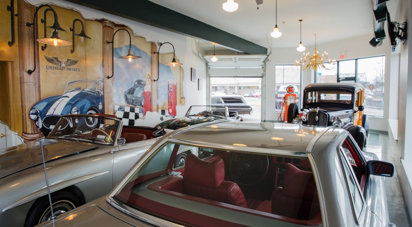 cars in showroom