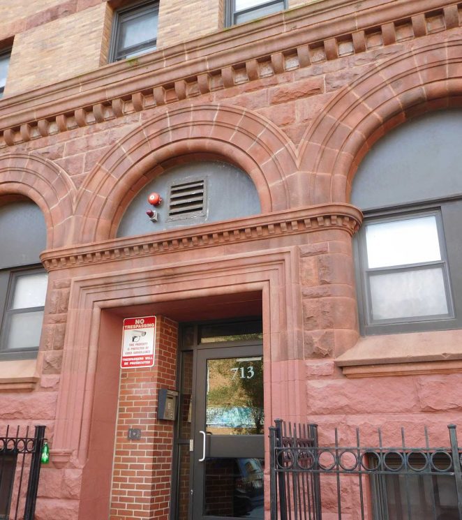Lionhead brick exterior entrance