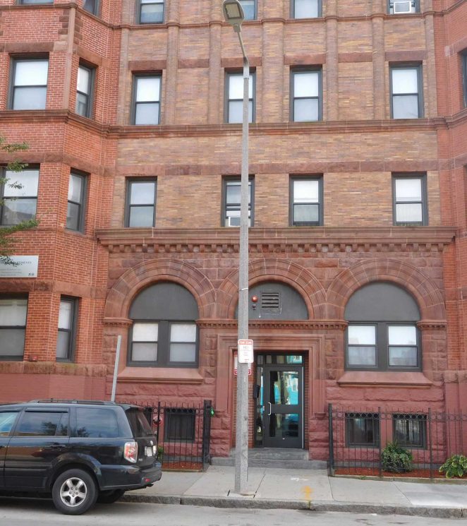 Lionhead brick exterior entrance