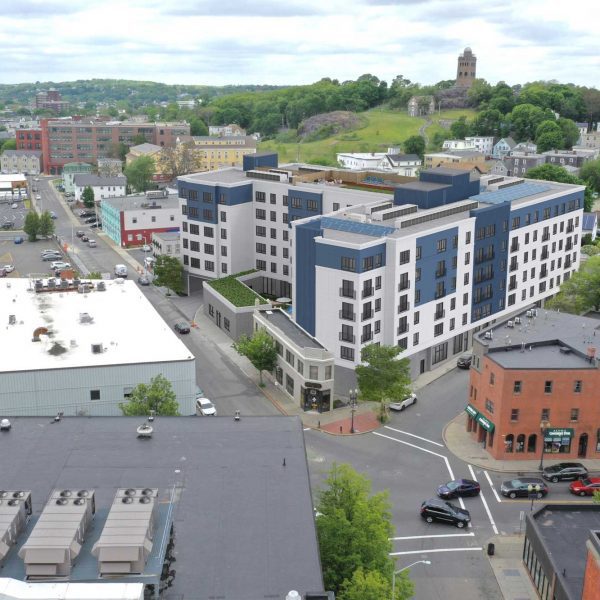 Mosaic aerial view of building